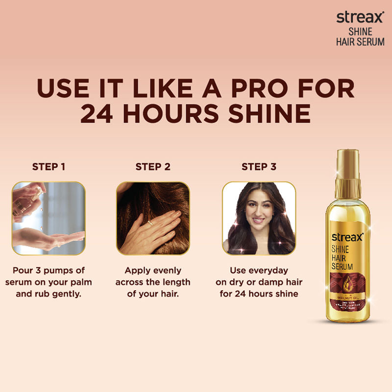 Streax Hair Serum With Walnut Oil For Dry & Frizzy Hair, 125ml Buy at Indicrest Image 5