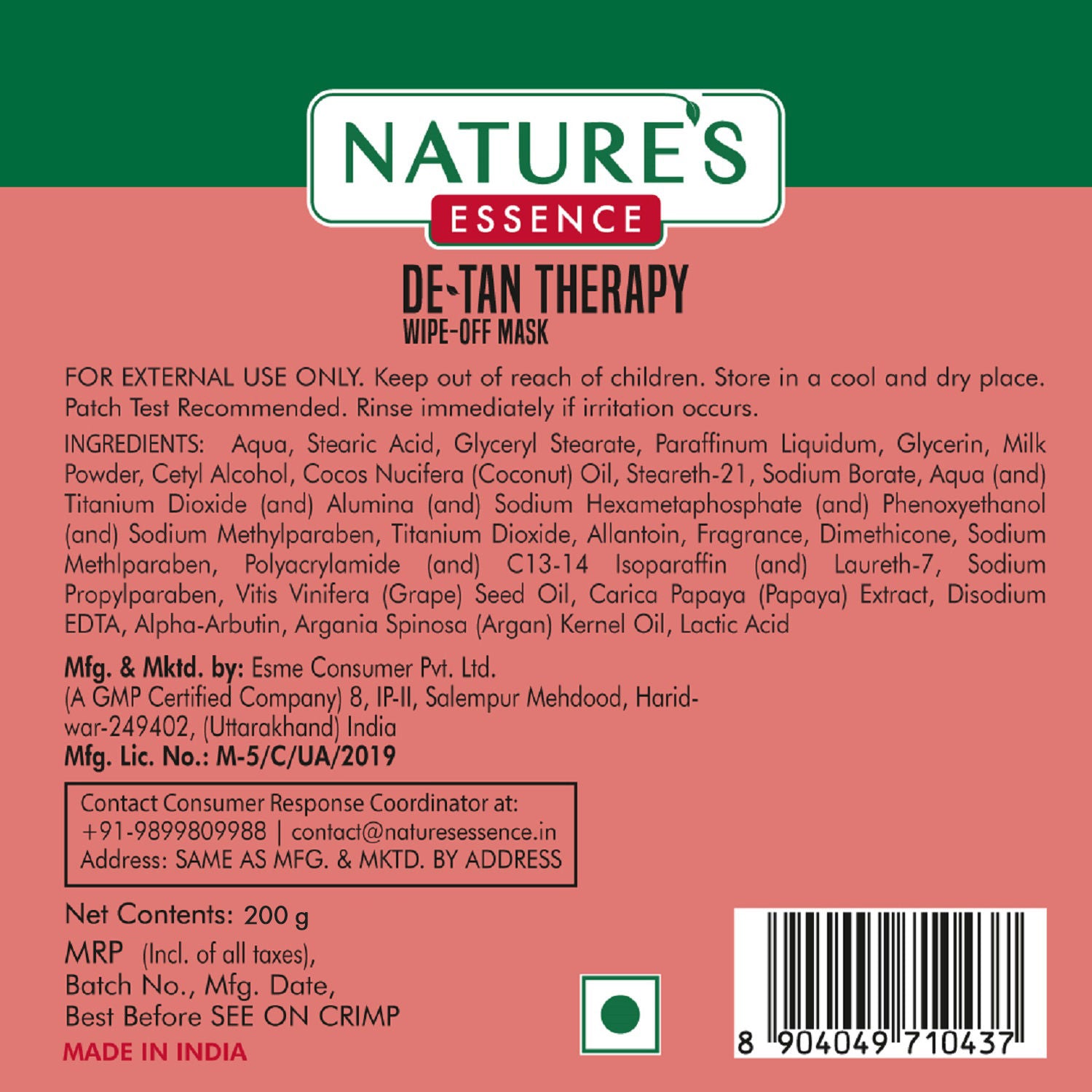Nature's Essence De Tan Therapy Wipe Off Mask, 200g Buy at Indicrest Image 7