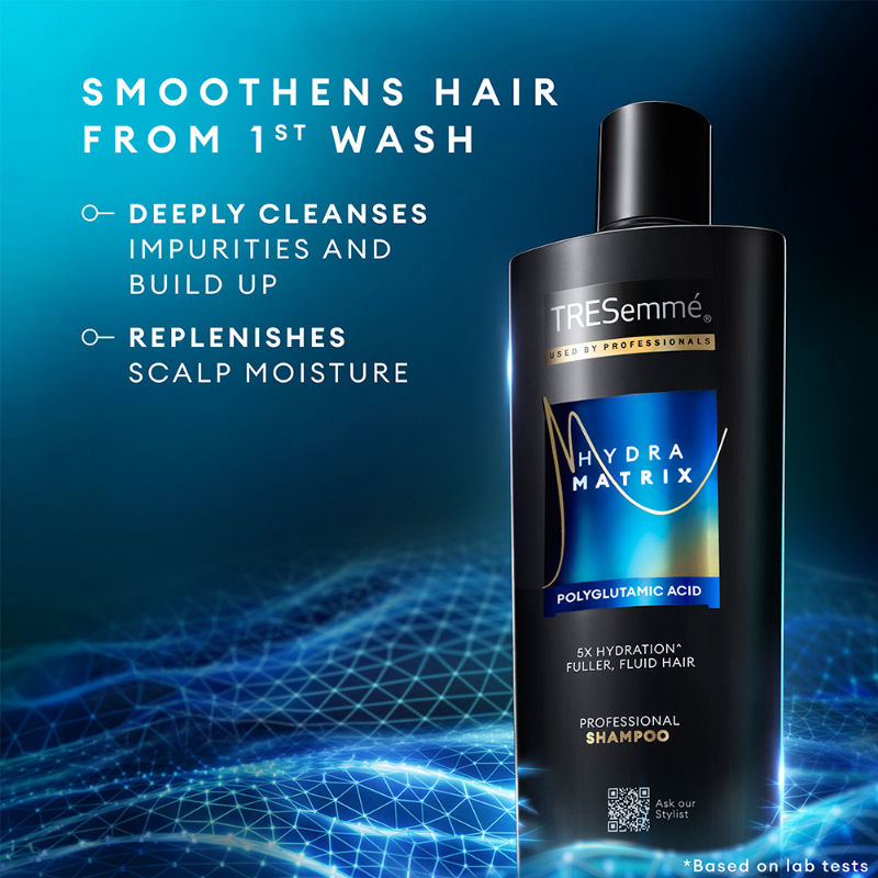 TRESemme Hydra Matrix Shampoo With Polyglutamic Acid for 100H of Hydrated, Fluid Hair, 580ml Buy at Indicrest Image 7