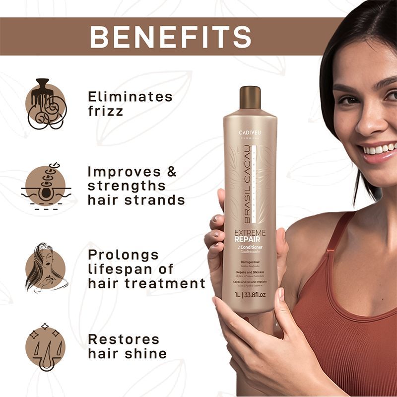 Cadiveu Brasil Cacau Extreme Repair Conditioner For Damaged Hair (1000ml) - Image 5 - Buy from Indicrest
