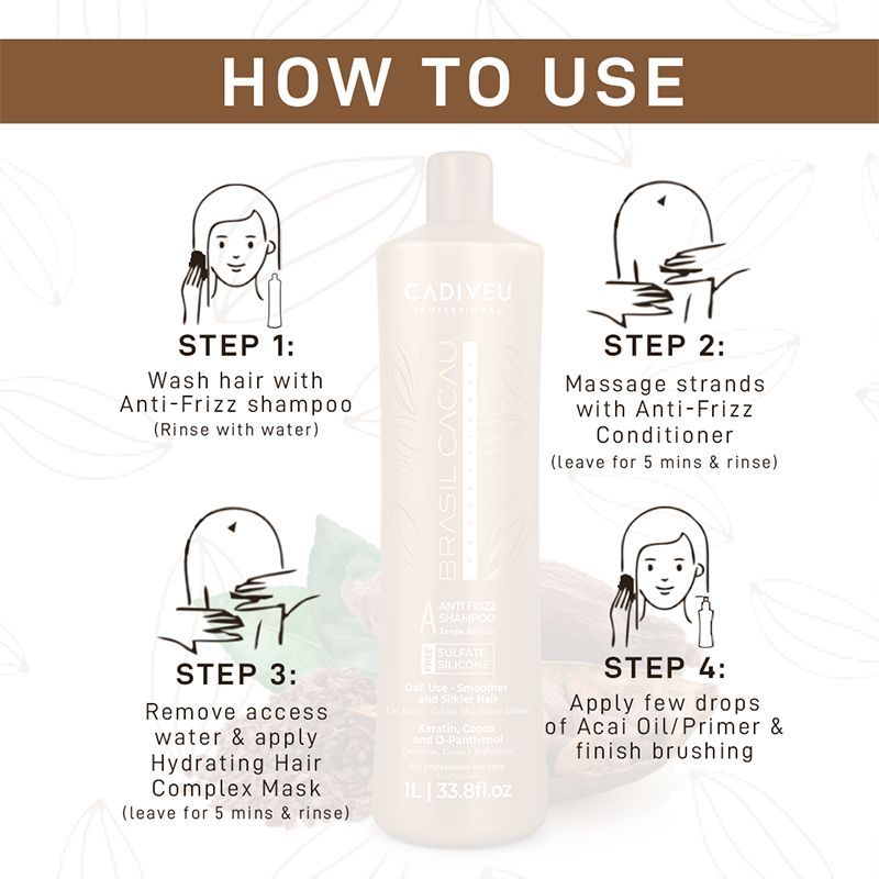Cadiveu Brasil Cacau Anti Frizz Shampoo For Dry & Frizzy Hair (1000ml) - Image 4 - Buy from Indicrest