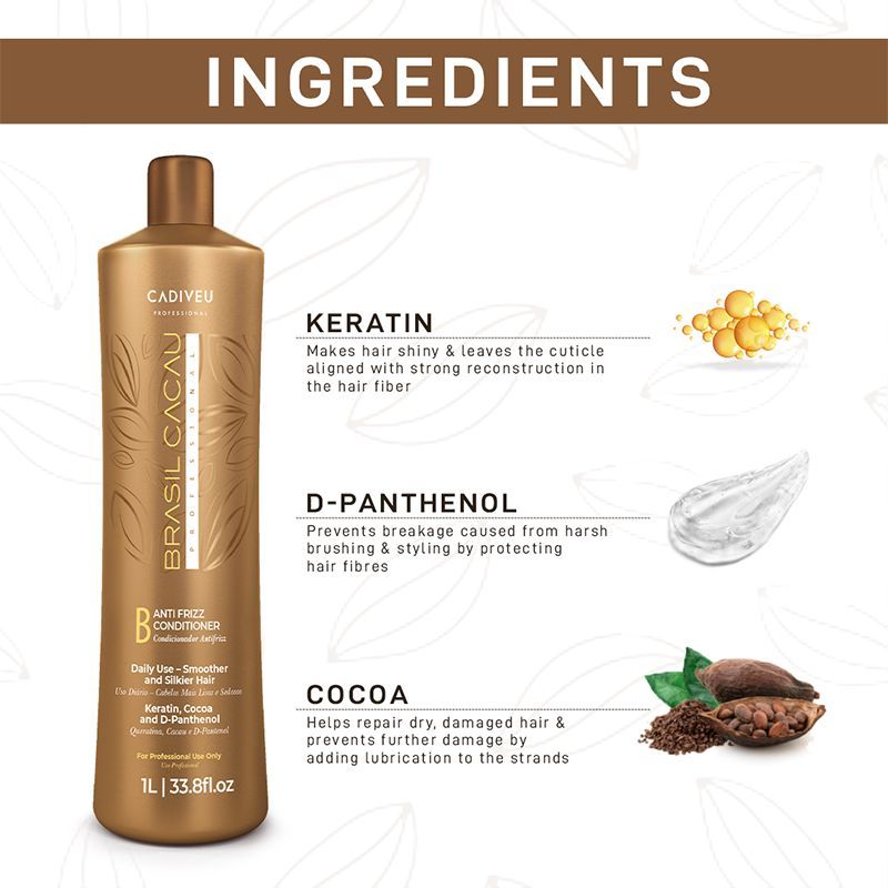 Cadiveu Brasil Cacau Anti Frizz Conditioner For Dry & Frizzy Hair (1000ml) - Image 3 - Buy from Indicrest