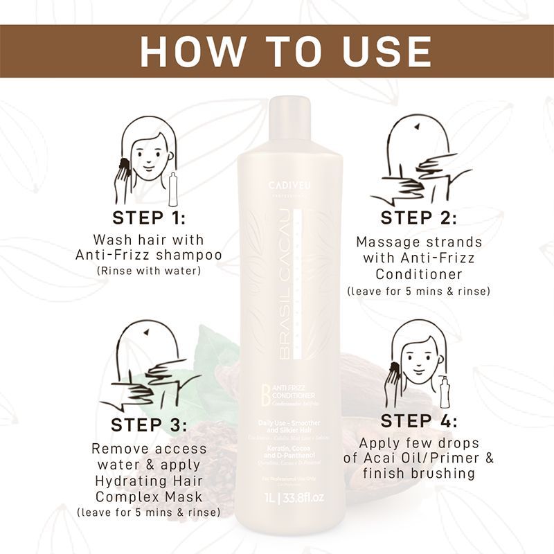 Cadiveu Brasil Cacau Anti Frizz Conditioner For Dry & Frizzy Hair (1000ml) - Image 4 - Buy from Indicrest