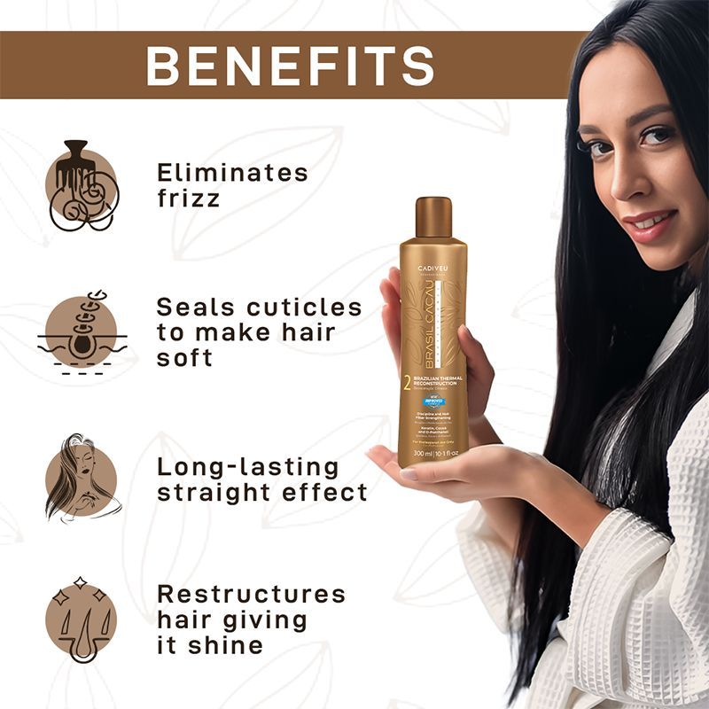 Cadiveu Brasil Cacau Brazilian Thermal Reconstruction Hair Mask For Frizzy Hair (300ml) - Image 5 - Buy from Indicrest