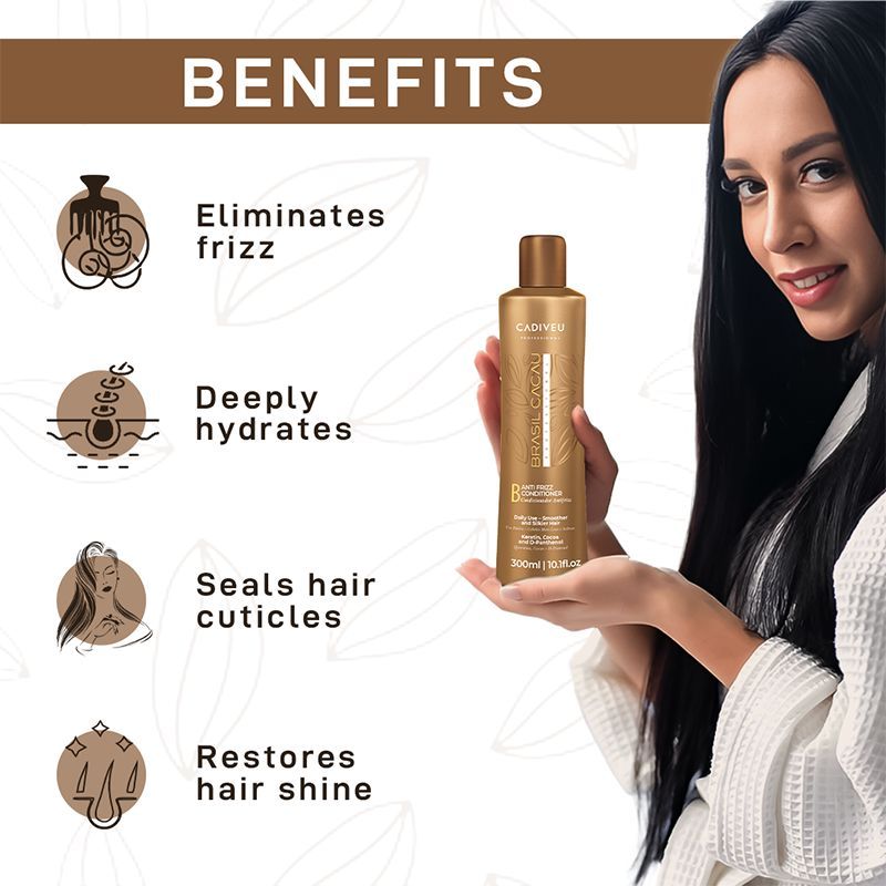 Cadiveu Brasil Cacau Anti Frizz Conditioner For Dry & Frizzy Hair (300ml) - Image 5 - Buy from Indicrest