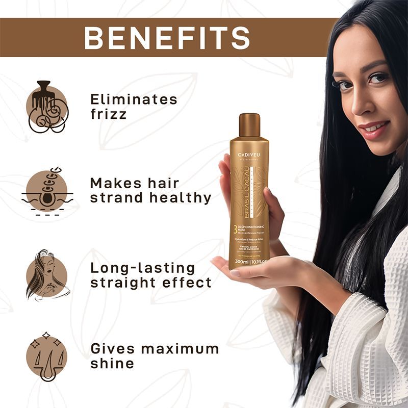 Cadiveu Brasil Cacau 3 Deep Conditioning Mask For Dry & Frizzy Hair (300ml) - Image 5 - Buy from Indicrest