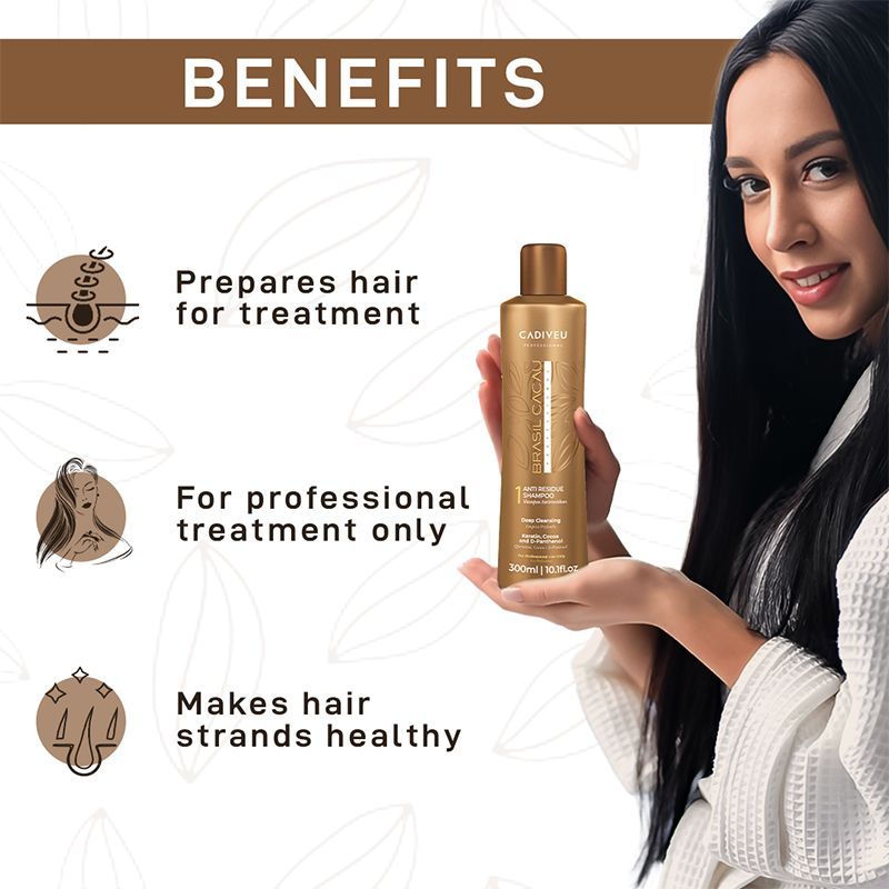 Cadiveu Brasil Cacau Anti Residue Shampoo For Professiolly Treated Hair (300ml) - Image 5 - Buy from Indicrest