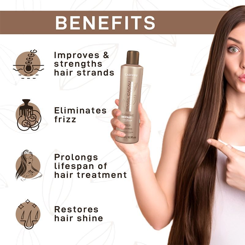 Cadiveu Brasil Cacau Extreme Repair Conditioner For Damaged Hair (300ml) - Image 5 - Buy from Indicrest