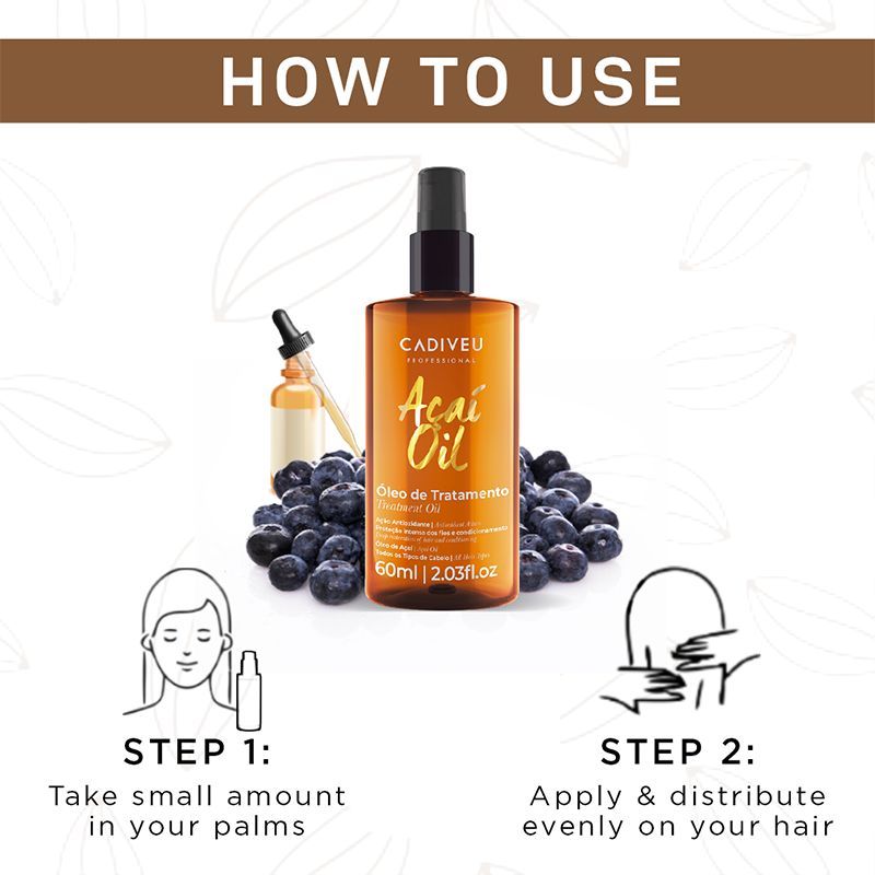 Cadiveu Acai Oil Hair Serum For Dry & Frizzy Hair (60ml) - Image 3 - Buy from Indicrest