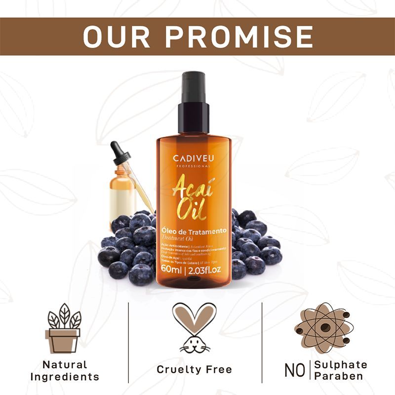 Cadiveu Acai Oil Hair Serum For Dry & Frizzy Hair (60ml) - Image 5 - Buy from Indicrest