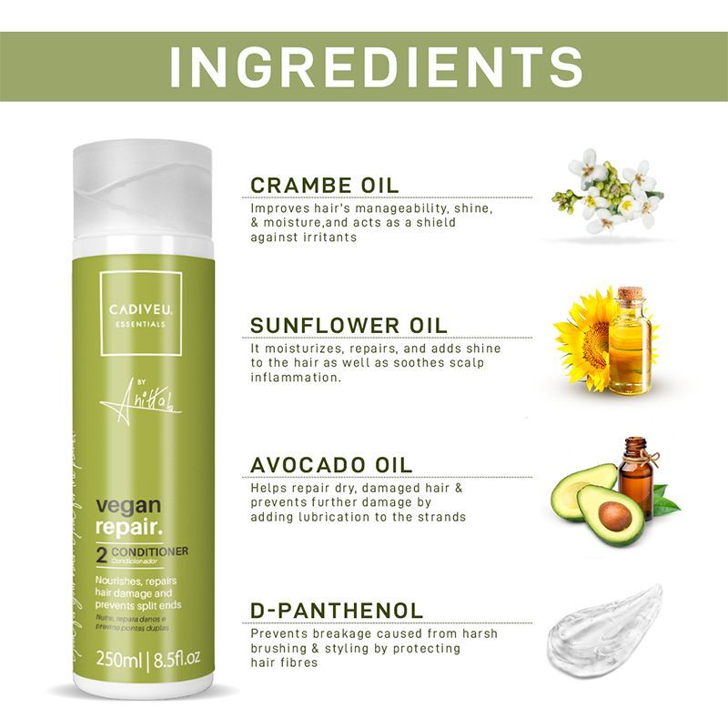 Cadiveu Vegan Hair Conditioner For Damaged Hair (250ml) - Image 3 - Buy from Indicrest