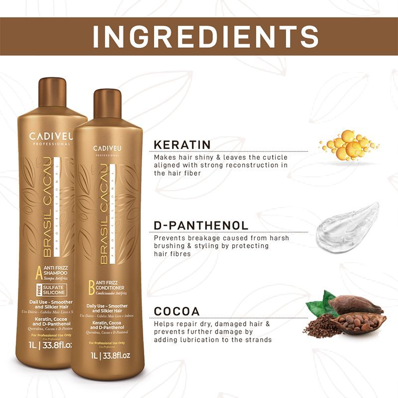 Cadiveu Brasil Cacau Anti Frizz Shampoo & Conditioner Combo For Dry & Frizzy Hair - Image 3 - Buy from Indicrest