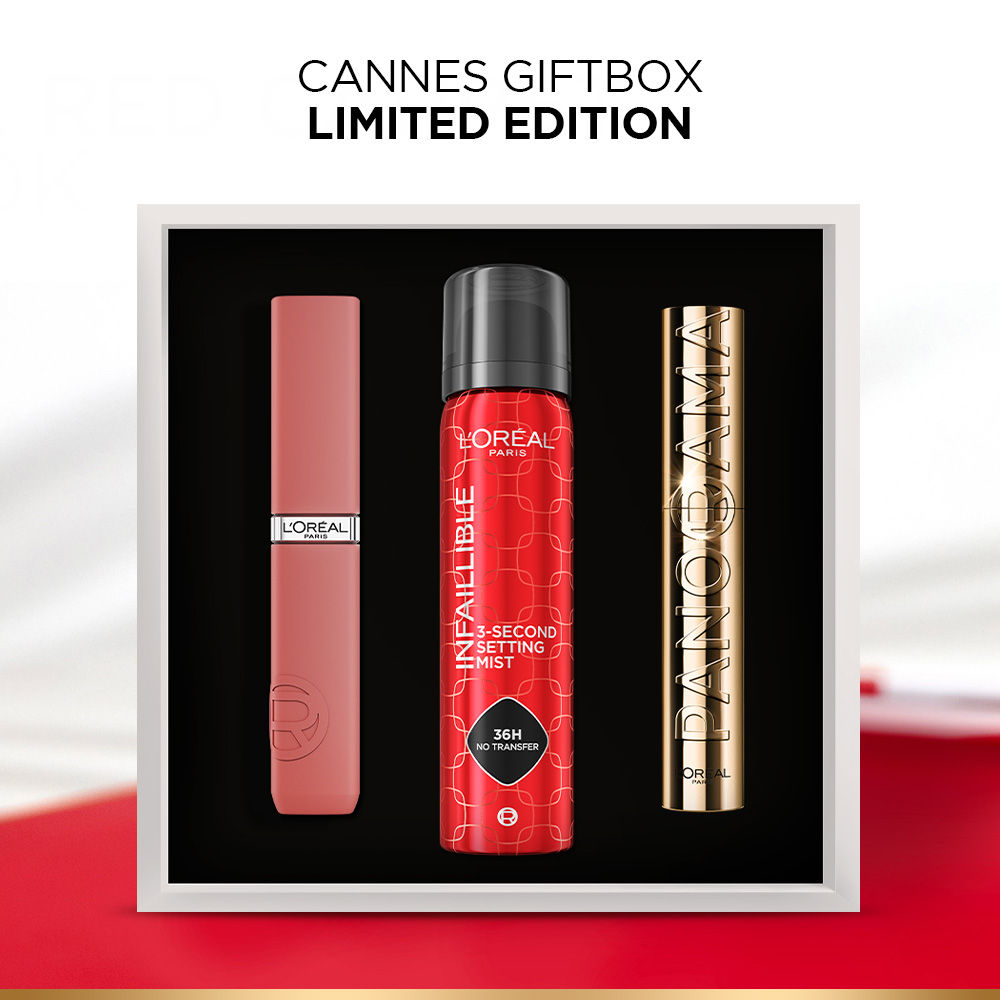 L'Oreal Paris Love From Cannes Makeup Bestsellers Gift Box - Liquid Lipstick, Mascara, Setting Spray, 300g Buy at Indicrest Image 6