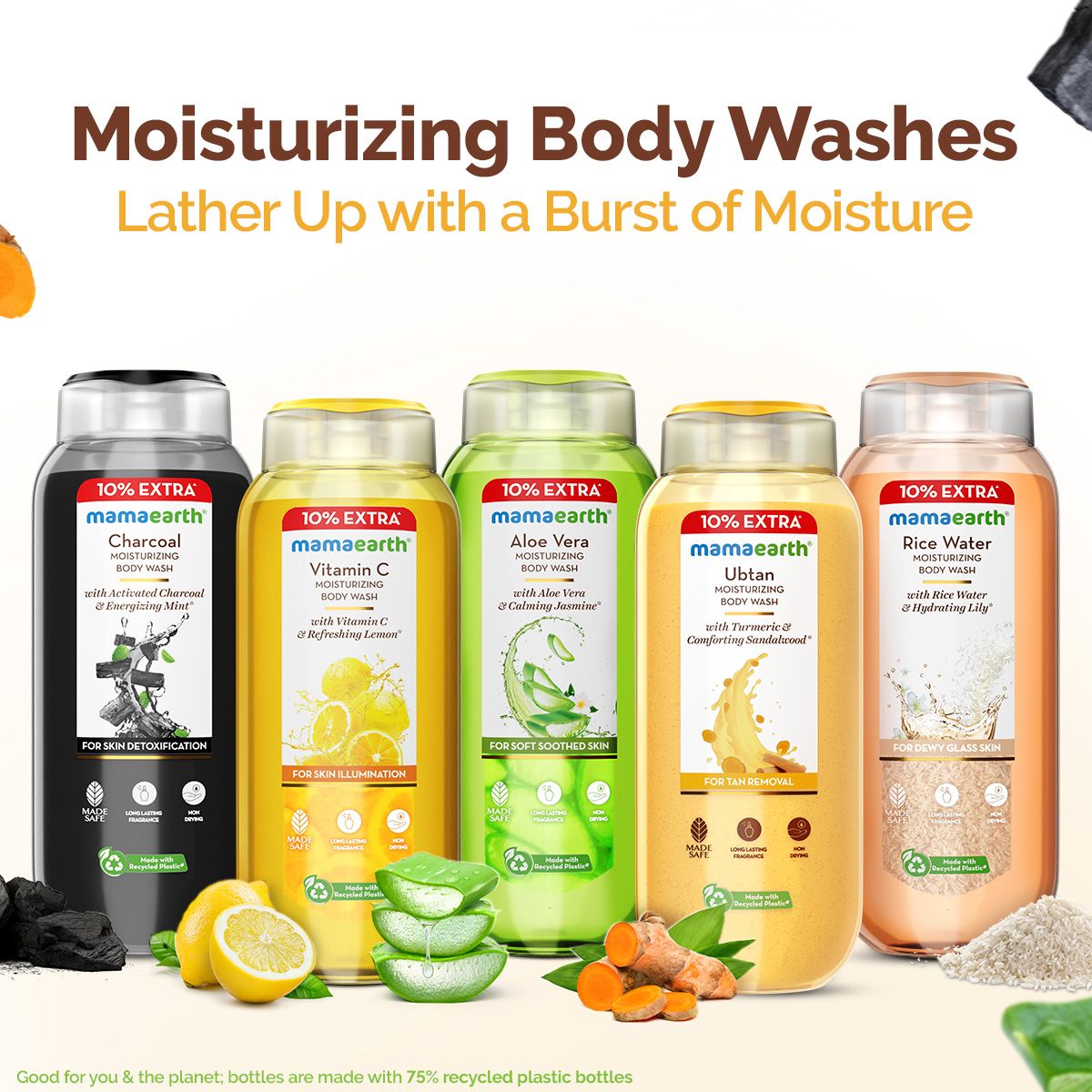 Mamaearth Ubtan Moisturizing Body Wash with Turmeric & Saffron for Tan Removal, 250ml + 25 ml Extra - Image 8 - Buy from Indicrest