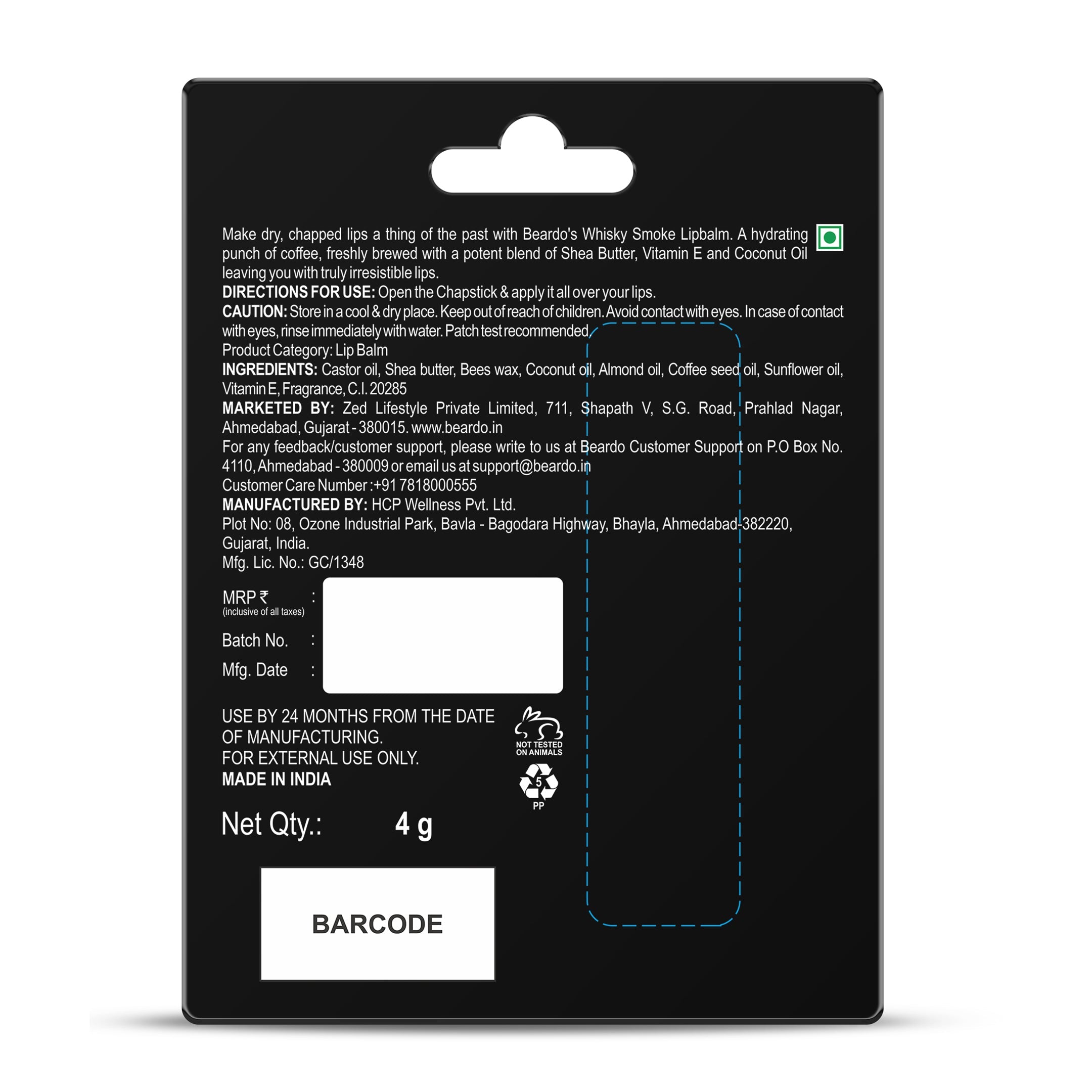 Beardo Whisky Smoke Lip Balm, 4g - Image 6 - Buy from Indicrest