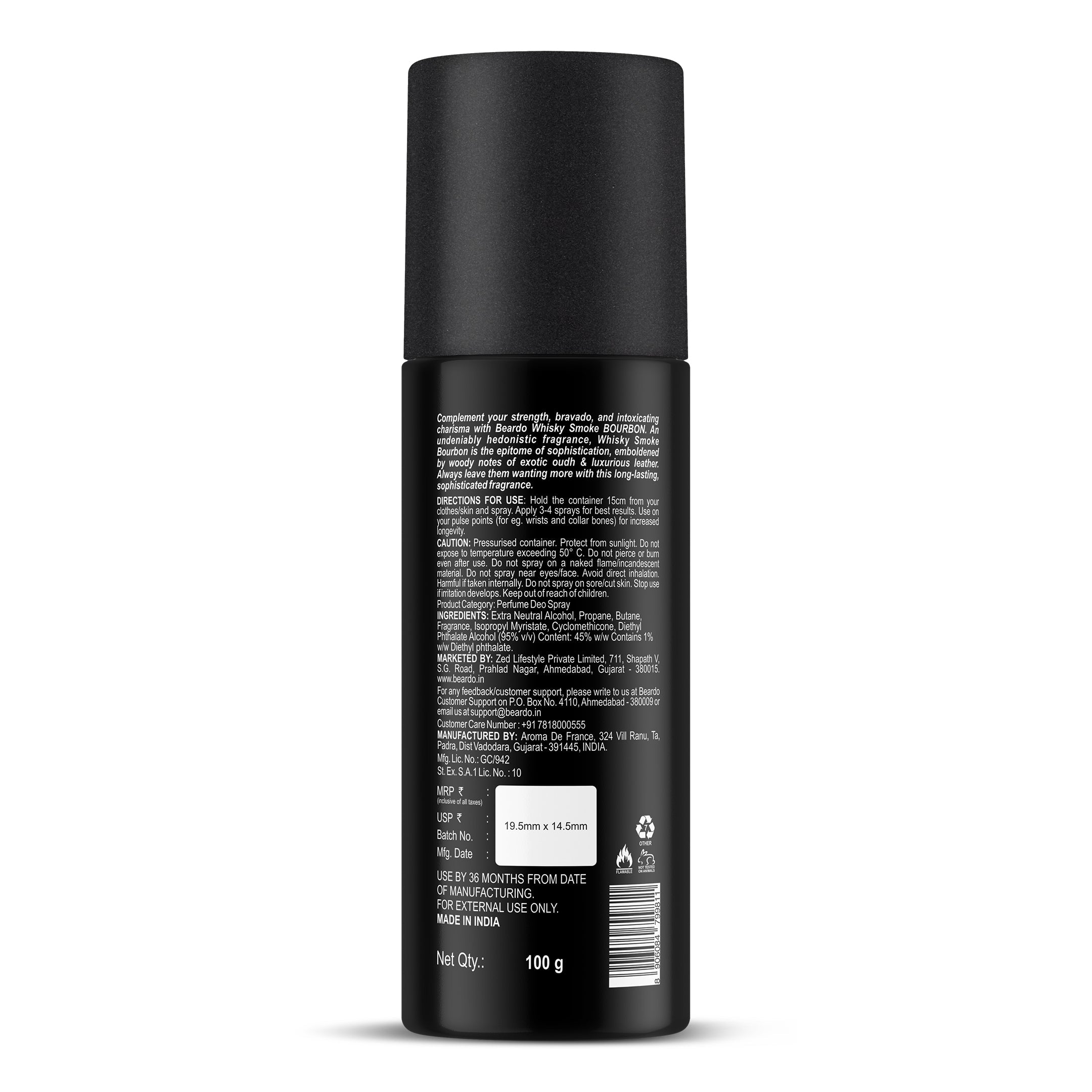 Beardo Whisky Smoke Bourbon Perfume Deo Spray, 150ml - Image 5 - Buy from Indicrest