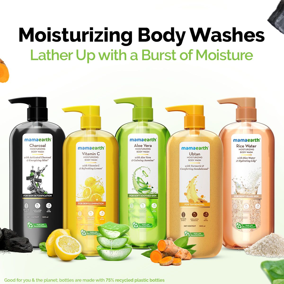 Mamaearth Charcoal Moisturizing Body Wash with Activated Charcoal & Energizing Mint for Skin Detoxification, 500ml - Image 8 - Buy from Indicrest
