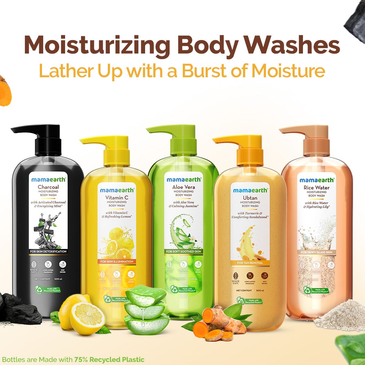 Mamaearth Ubtan Moisturizing Body Wash with Turmeric & Saffron for Tan Removal, 500ml - Image 8 - Buy from Indicrest