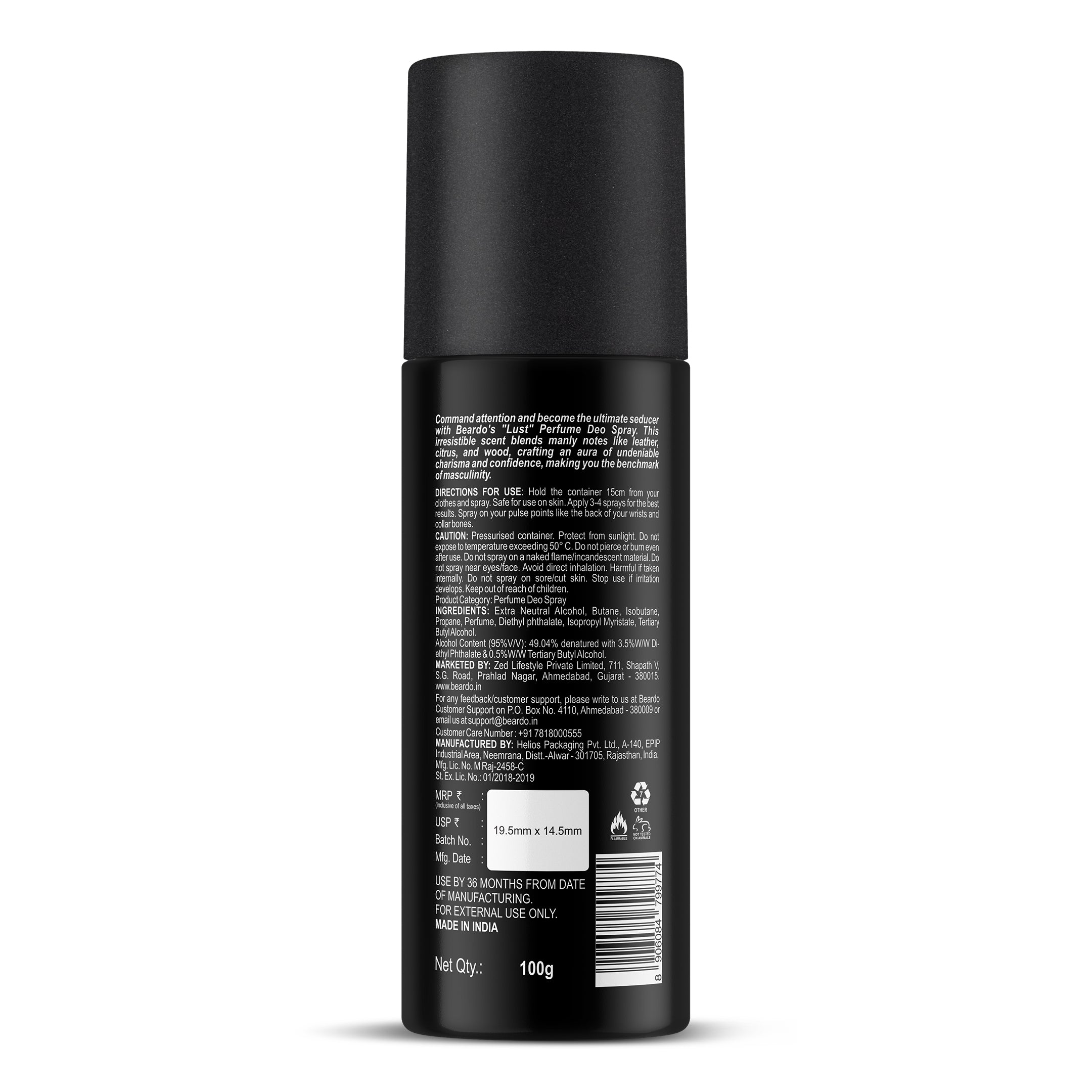 Beardo Lust Perfume Deo Spray, 150ml - Image 6 - Buy from Indicrest