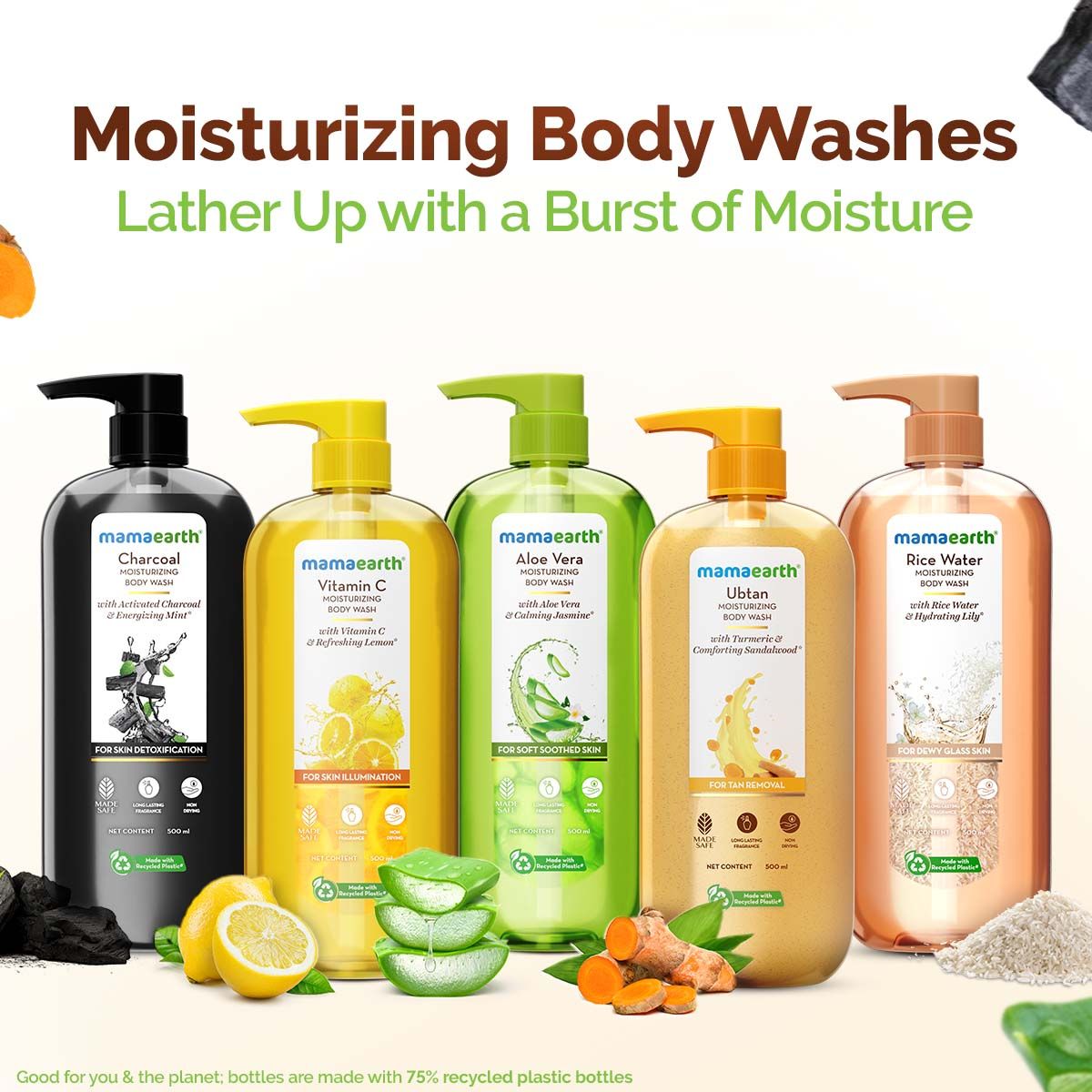 Mamaearth Rice Water Moisturizing Body Wash with Rice Water & Hydrating Lily for Dewy Glass Skin, 500ml - Image 5 - Buy from Indicrest