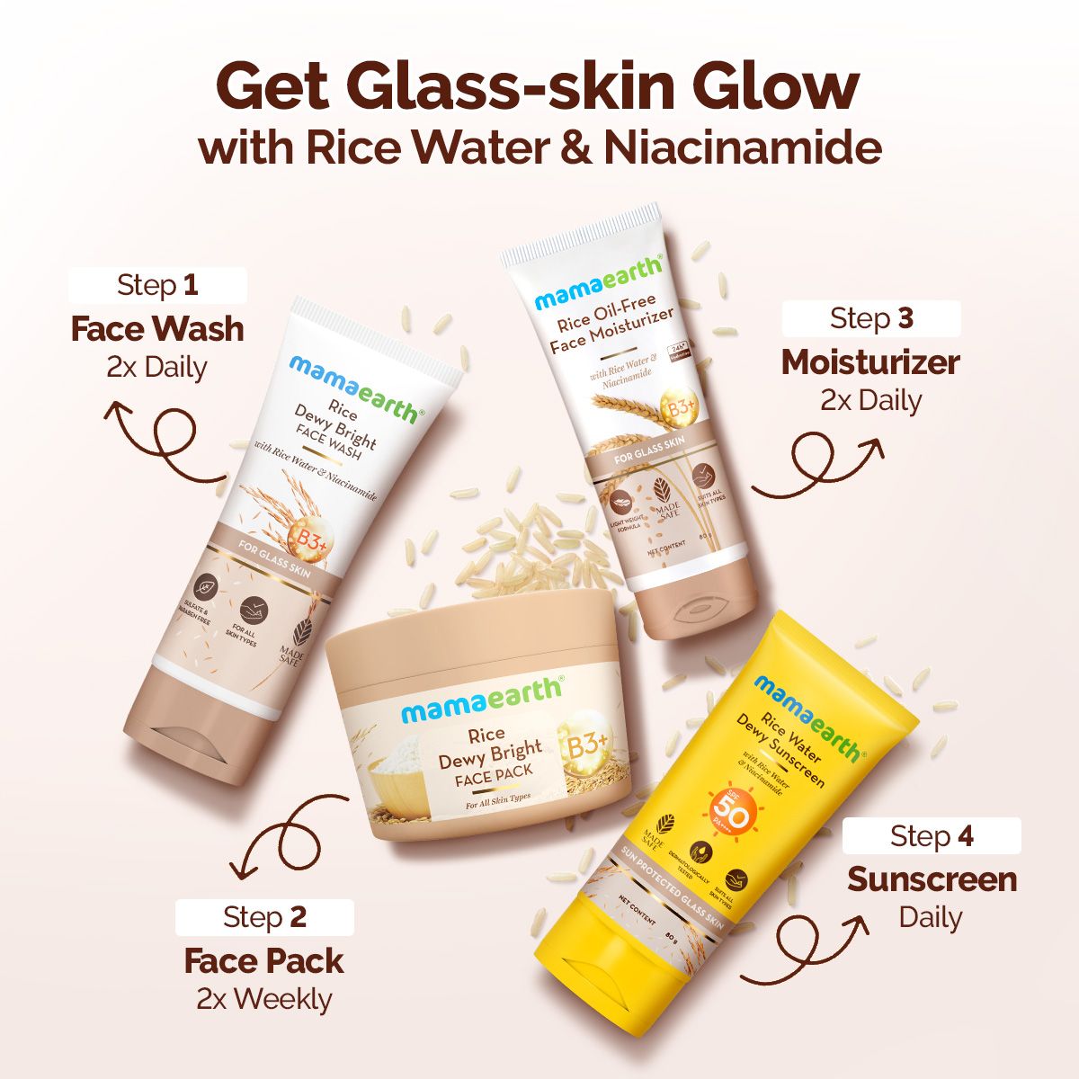 Mamaearth Rice Dewy Bright Face Pack with Rice Water & Niacinamide for For Glass Skin, 200g - Image 6 - Buy from Indicrest
