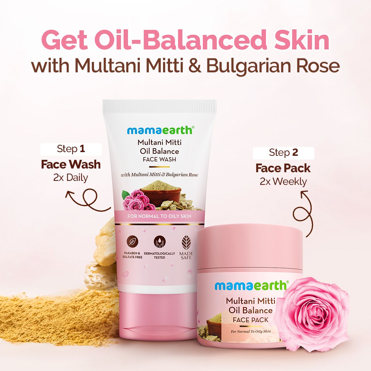 Mamaearth Multani Mitti Oil Balance Face Pack with Multani Mitti & Bulgarian Rose for Normal to Oily Skin, 100g - Image 5 - Buy from Indicrest