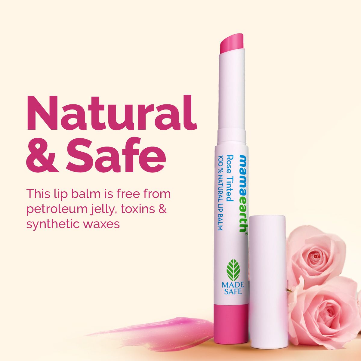 Mamaearth Rose Tinted 100% Natural Lip Balm with Rose Oil and Castor Oil for 12 hrs Moisturized Lips, 2g - Image 6 - Buy from Indicrest