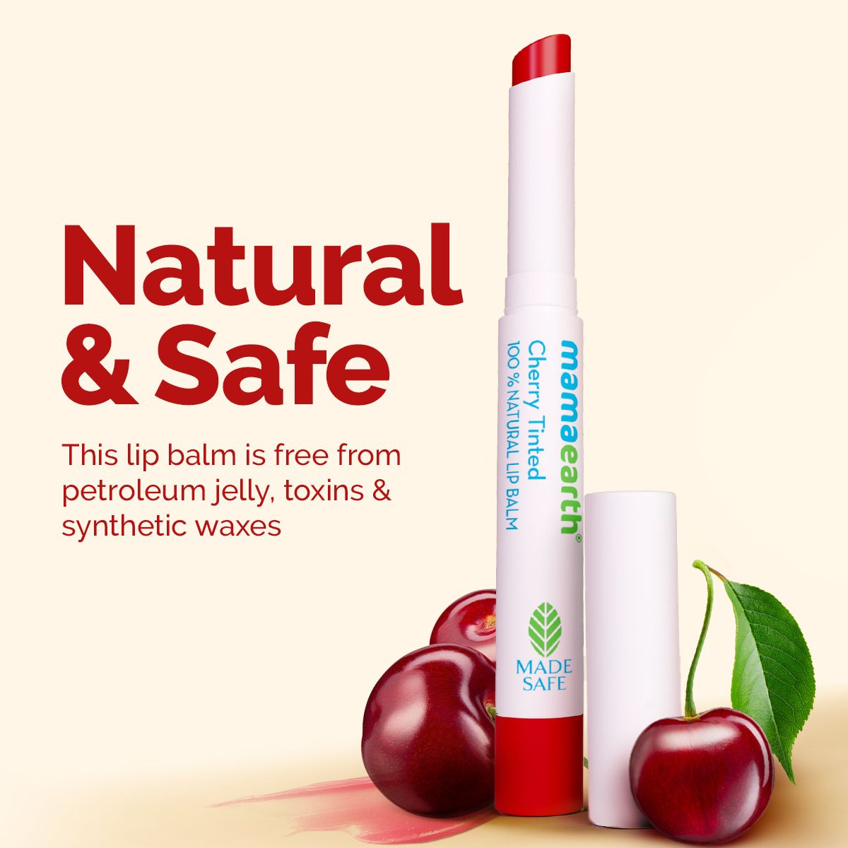 Mamaearth Cherry Tinted 100% Natural Lip Balm with Cherry & Coconut Oil for 12 hrs Moisturized Lips, 2g - Image 6 - Buy from Indicrest