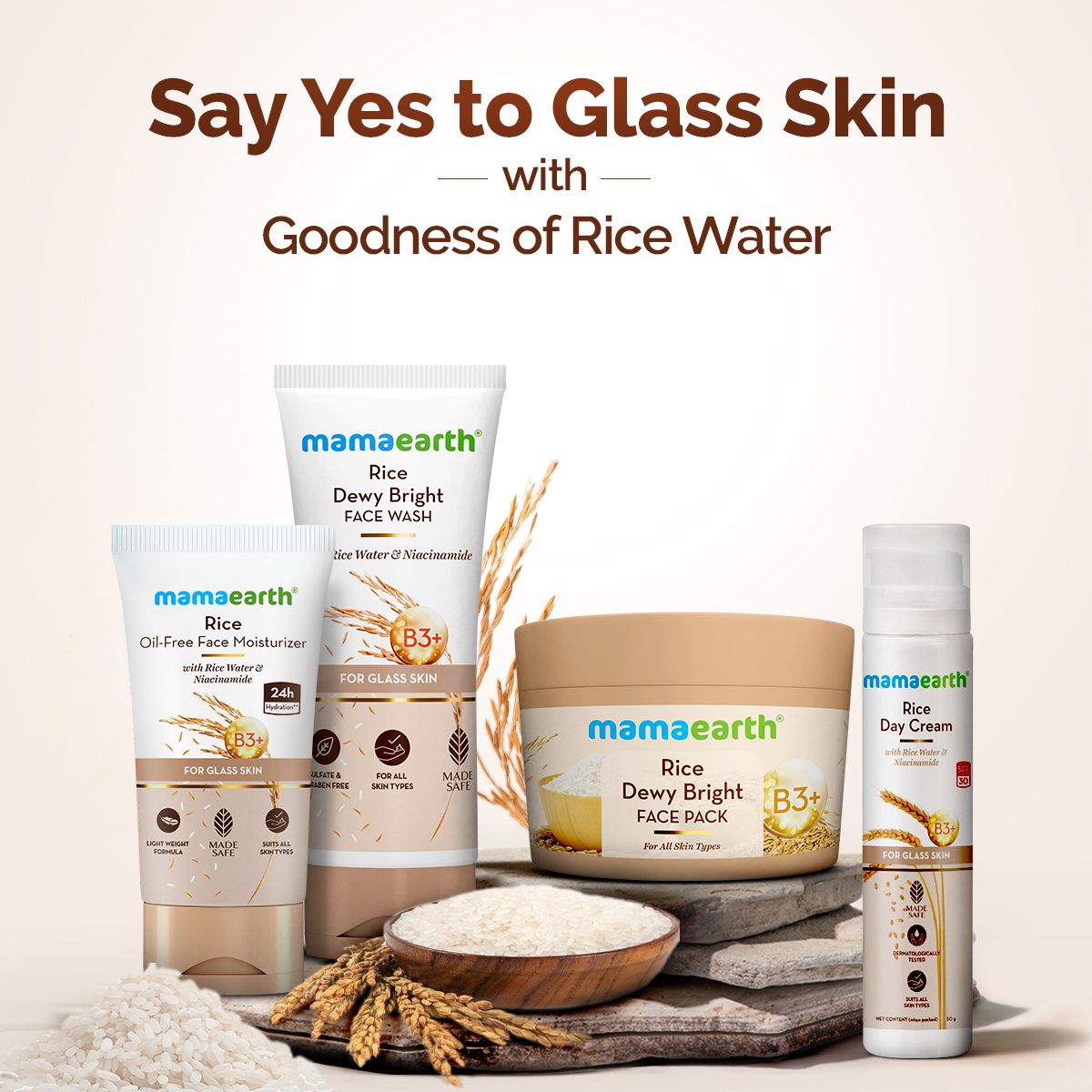 Mamaearth Rice Oil-Free Face Moisturizer With Rice Water & Niacinamide for Glass Skin, 150g - Image 6 - Buy from Indicrest