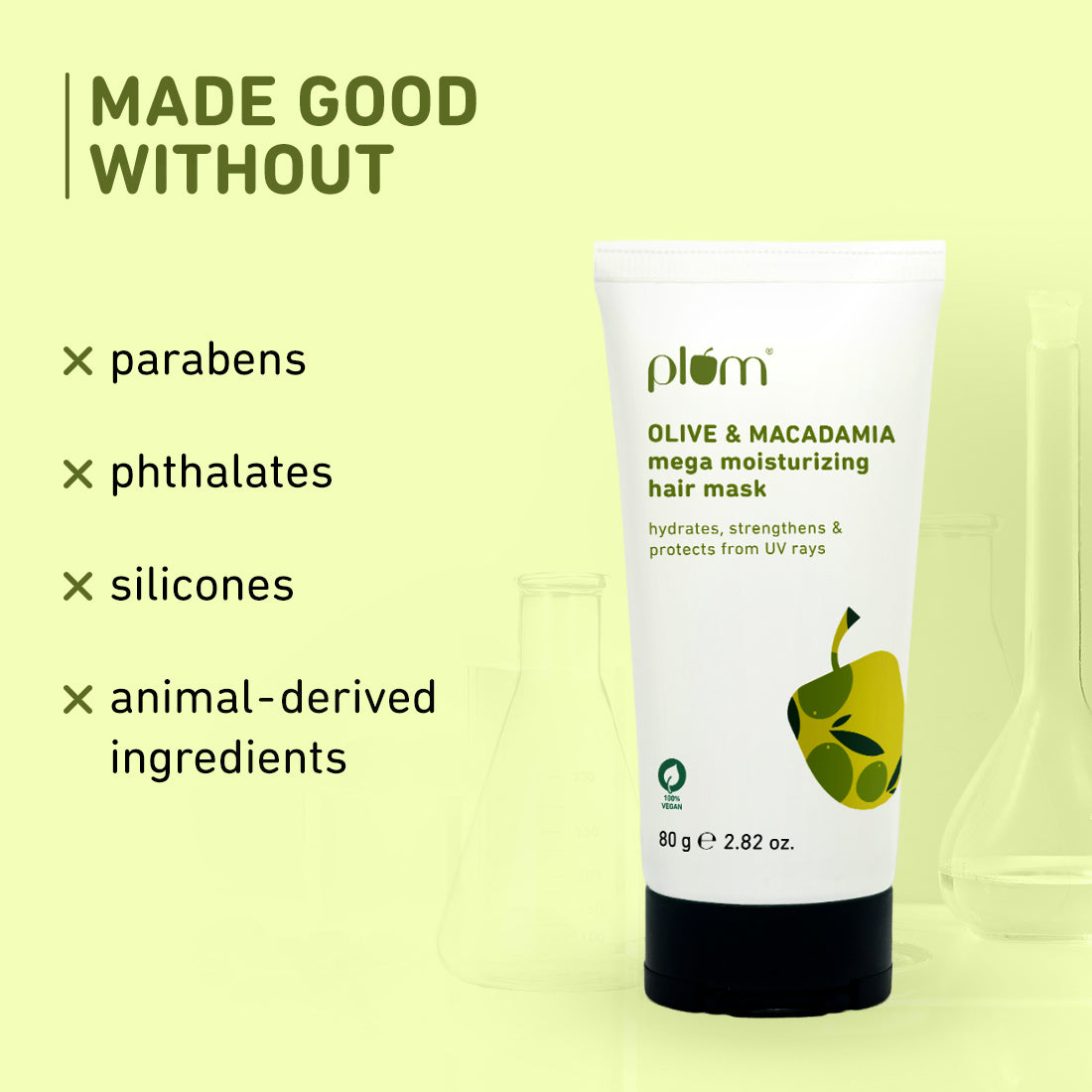 Plum Olive & Macadamia Mega Moisturizing Hair Mask | Repairs Damage | Smoothens Hair, 250g