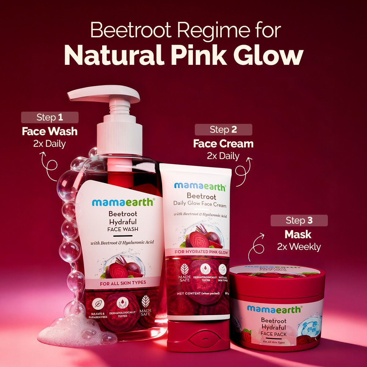 Mamaearth Beetroot Hydraful Face Wash With Beetroot & Hyaluronic Acid, 250ml - Image 6 - Buy from Indicrest
