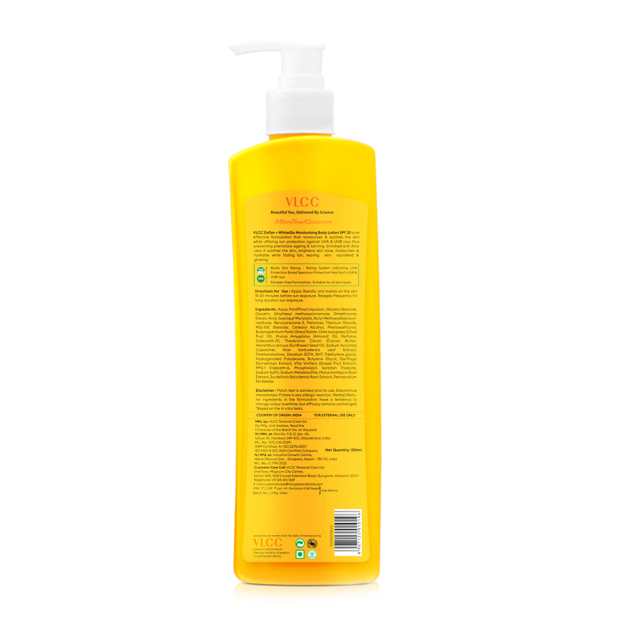 VLCC Bright Glow De-Tan WhiteGlo Moisturising Body Lotion SPF 30 - 350 ml - Image 6 - Buy from Indicrest