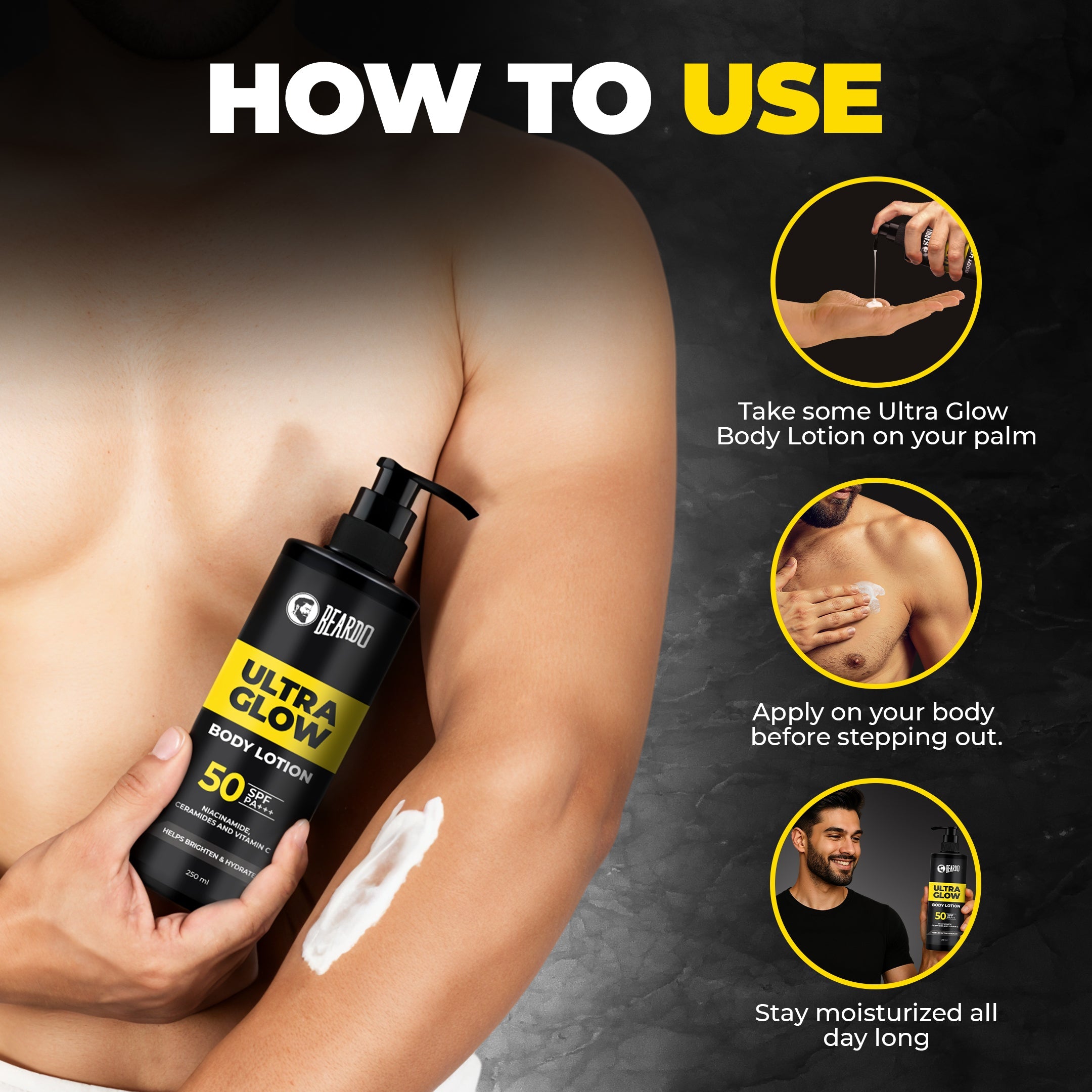 Beardo Ultraglow Body Lotion for Men, 250ml - Image 6 - Buy from Indicrest