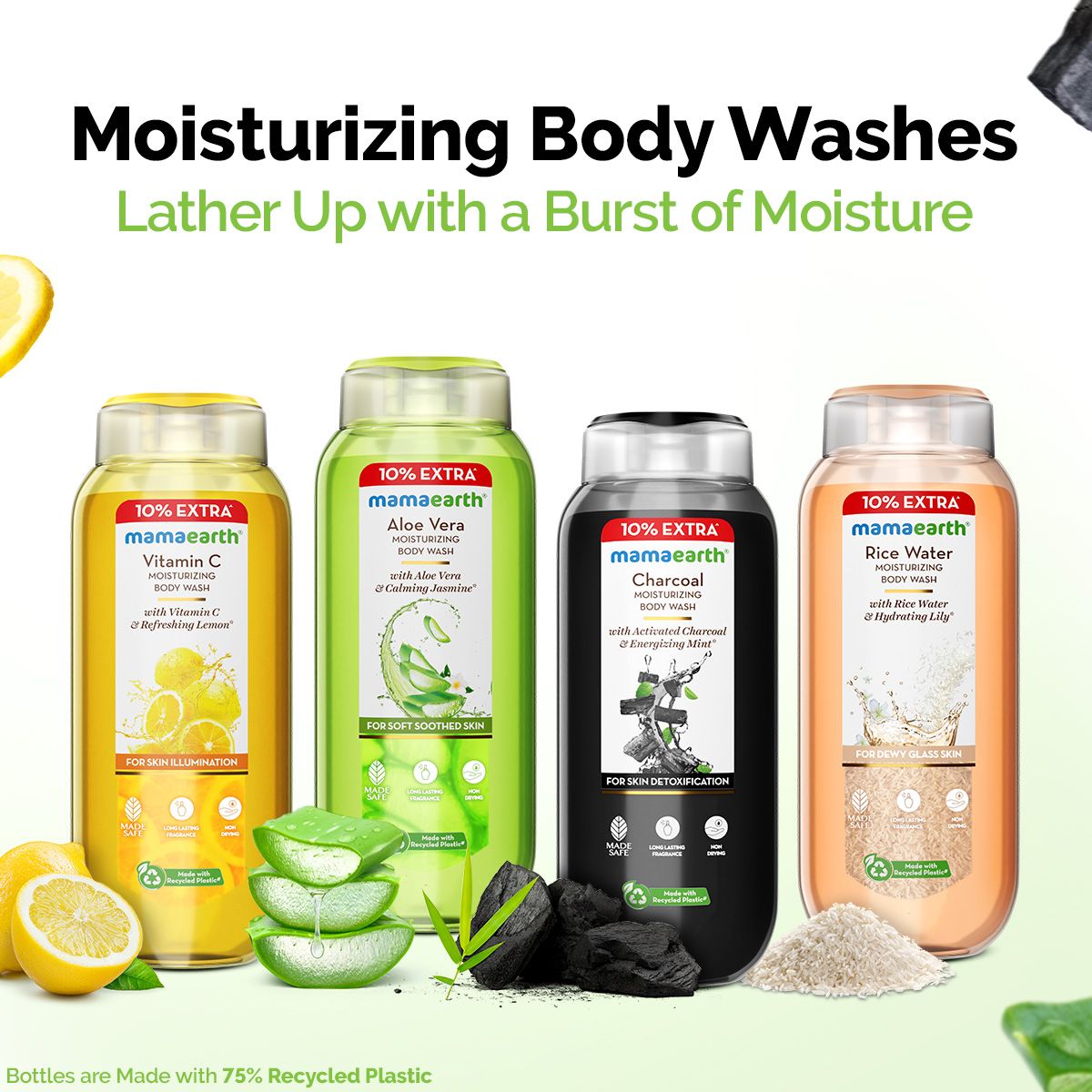 Mamaearth Charcoal Moisturizing Body Wash with Activated Charcoal & Energizing Mint for Skin Detoxification, 250ml + 25 ml Extra - Image 10 - Buy from Indicrest
