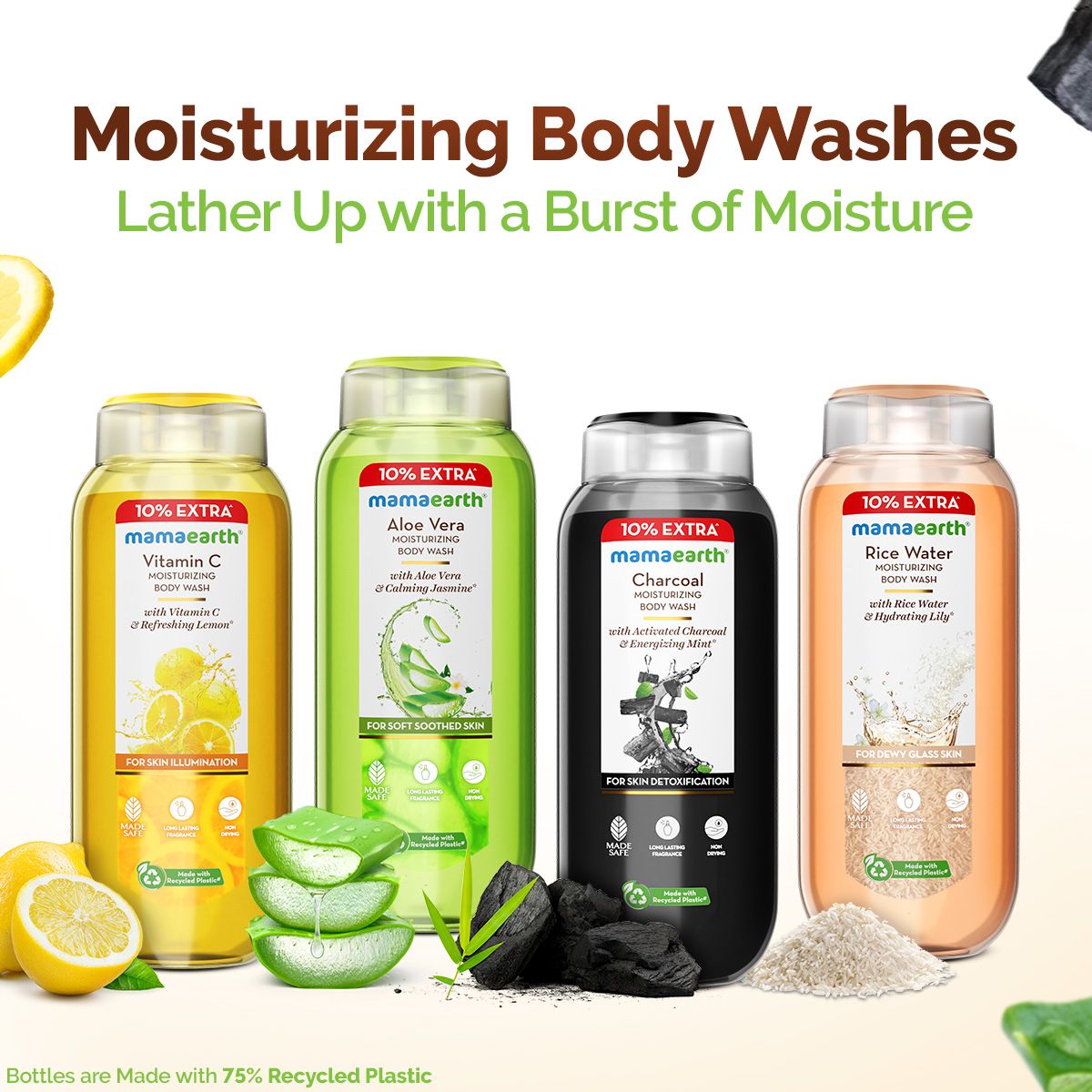 Mamaearth Rice Water Moisturizing Body Wash with Rice Water & Hydrating Lily for Dewy Glass Skin, 250ml + 25 ml - Image 5 - Buy from Indicrest