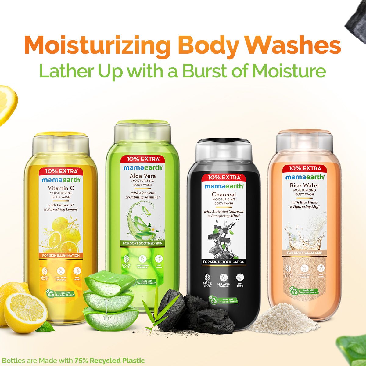 Mamaearth Vitamin C Moisturizing Body Wash with Vitamin C & Refreshing Lemon for Skin Illumination, 275 ml (250 ml + 25 ml Extra) - Image 5 - Buy from Indicrest