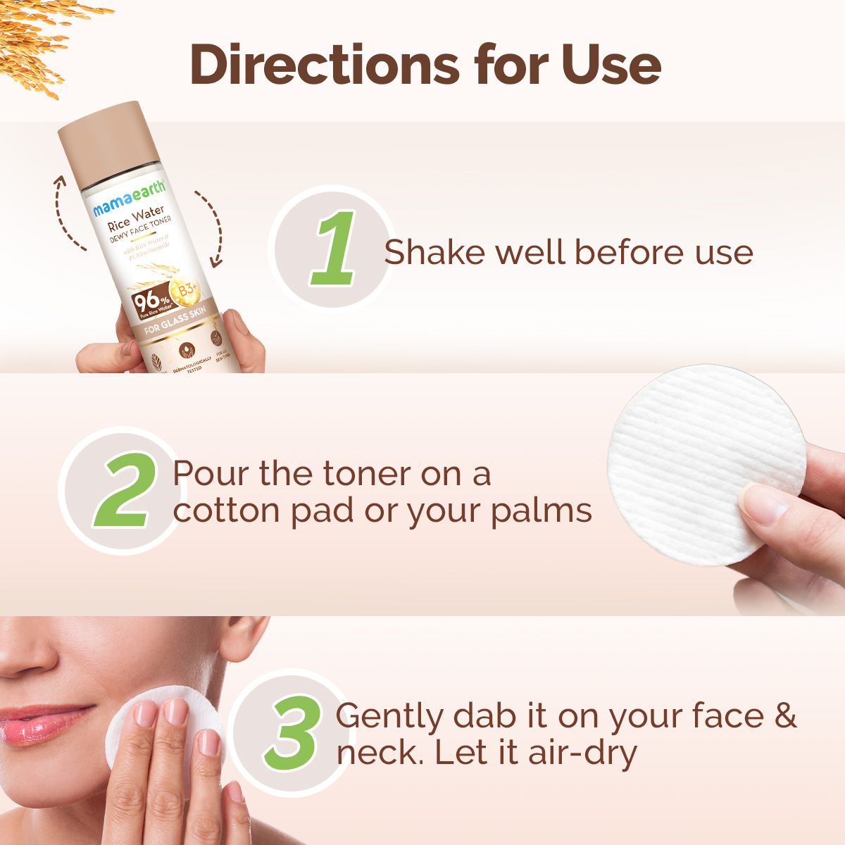 Mamaearth Rice Water Dewy Face Toner with 96% Pure Rice Water Extract & 4% Niacinamide for Glass Skin, 150ml - Image 6 - Buy from Indicrest