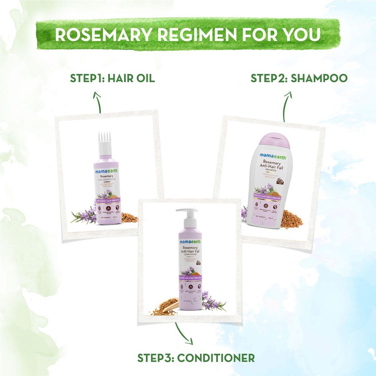 Mamaearth Rosemary Anti-Hair Fall Shampoo with Rosemary & Methi Dana for Reducing Hair Loss & Breakage, 180 ml - Image 5 - Buy from Indicrest