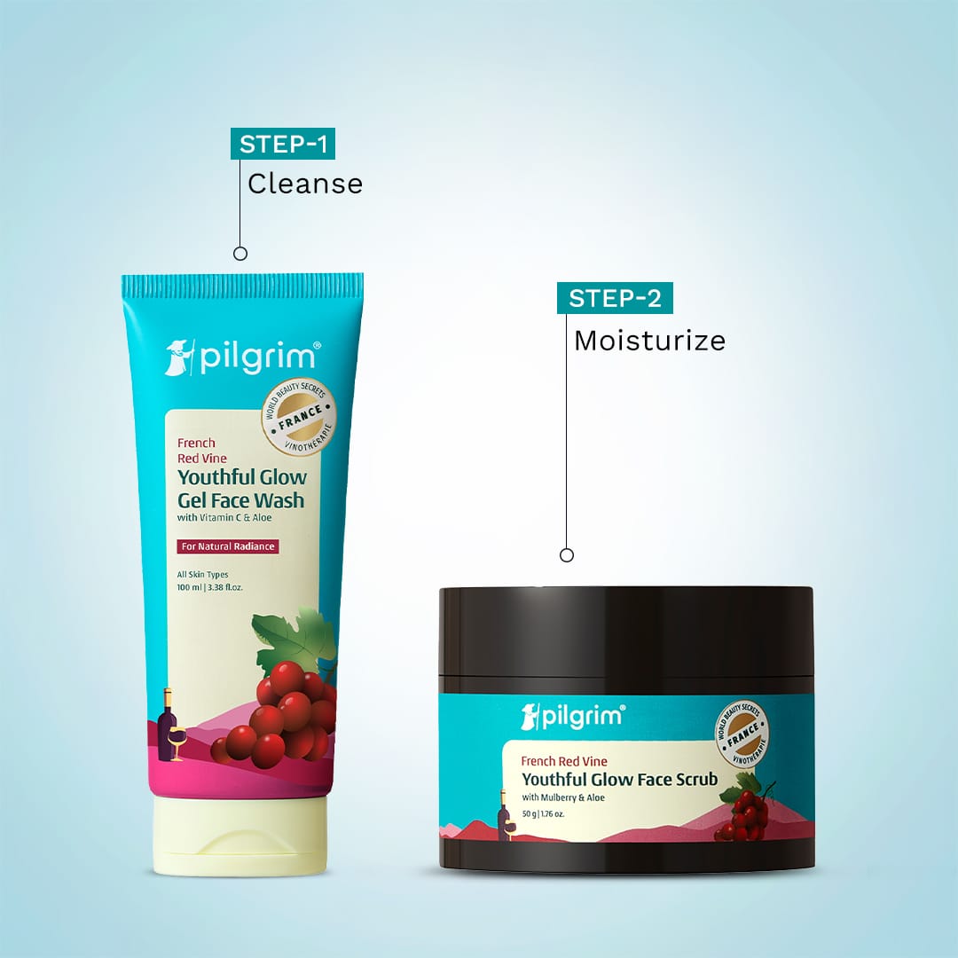 Pilgrim Red Vine Face Scrub + Face Wash Combo, Face Wash 100ml + Face Serum 30ml
 - Image 6 - Buy from Indicrest