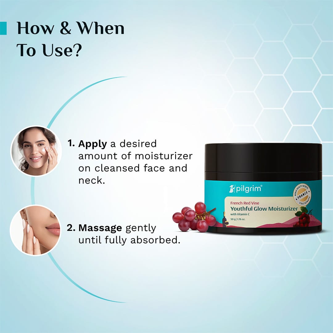 Pilgrim Red Vine Youthful Glow Moisturizer with Vitamin C, 50g - Image 6 - Buy from Indicrest