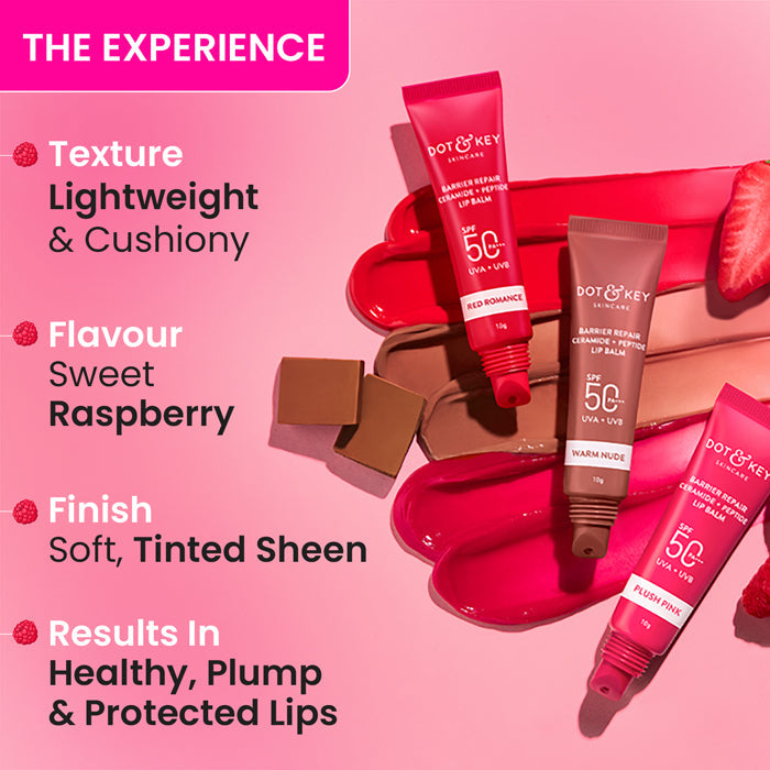 Dot & Key Ceramide + Peptide Lip Balm SPF 50 PA+++, Red Romance