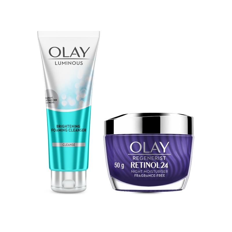 Olay Retinol Kit For Overnight Repair, Anti-Ageing Night Cream With Cleanser, Fragrance Free, 150g Buy at Indicrest Image 2