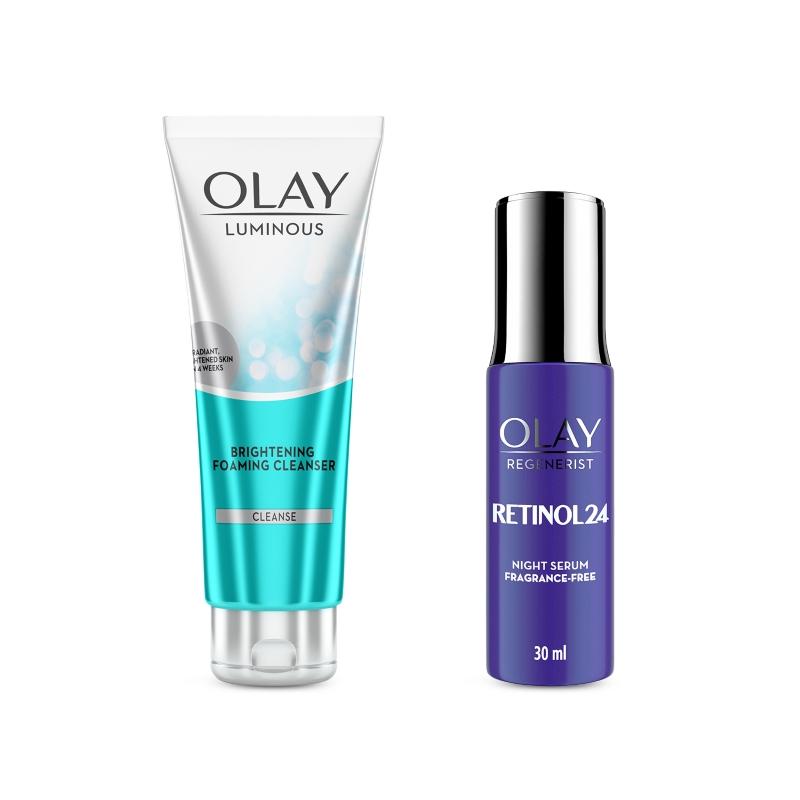 Olay Retinol Kit For Overnight Repair - Serum, 30ml With Free Cleanser, 100ml Combo Buy at Indicrest Image 2