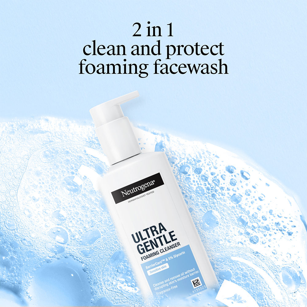 Neutrogena Ultra Gentle Foaming Face Cleanser Protect Skin Moisture - For Oily & Sensitive Skin, 200ml