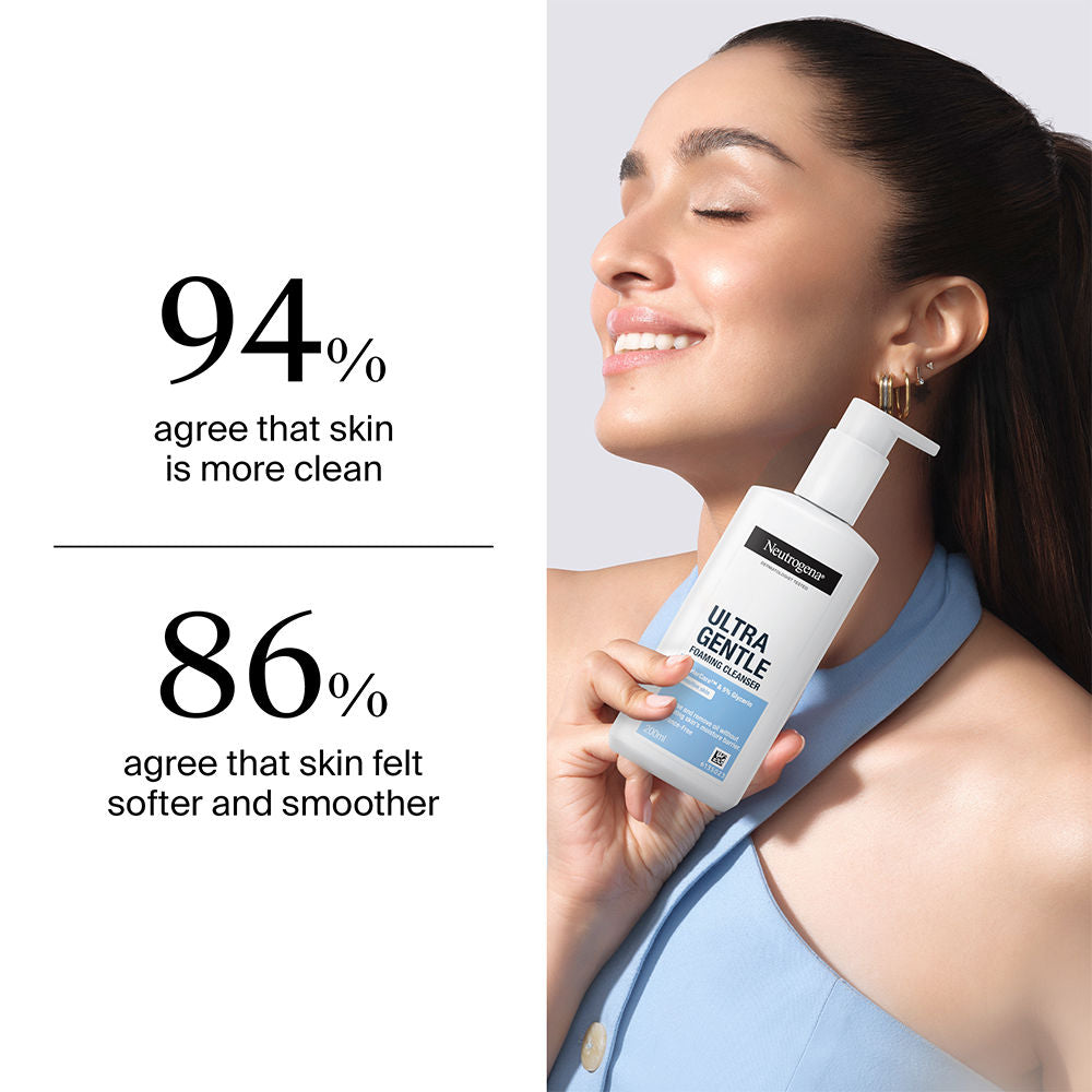 Neutrogena Ultra Gentle Foaming Face Cleanser Protect Skin Moisture - For Oily & Sensitive Skin, 200ml