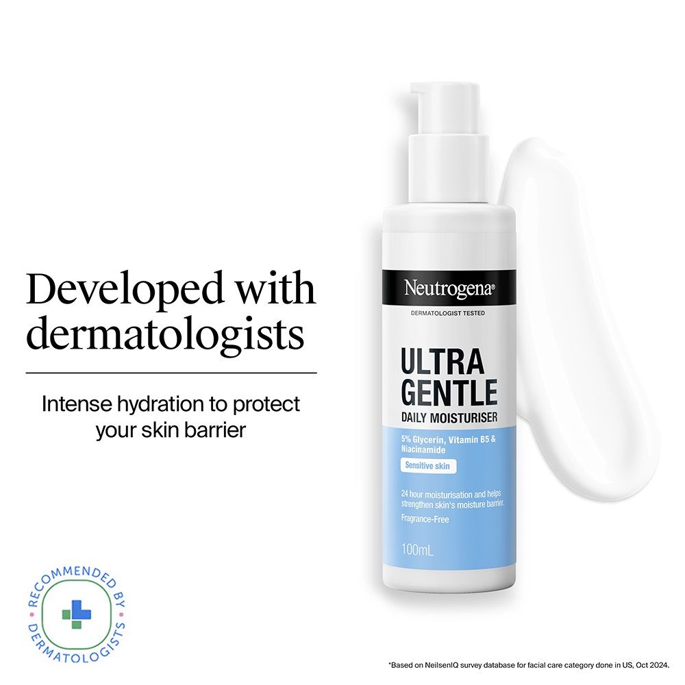 Neutrogena Ultra Gentle Daily Face Moisturizer With Glycerin, Niacinamide & Vitamin B5, 100ml