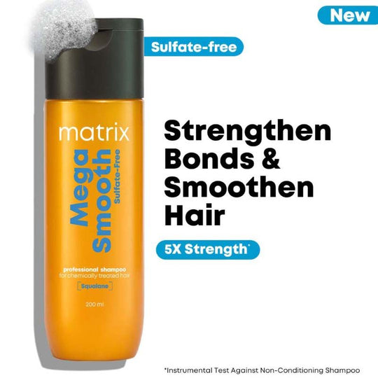 Matrix Mega Smooth Sulfate-free Shampoo, Gentle Cleansing & Bond Repair, Safe for Treated Hair, 200ml Buy at Indicrest