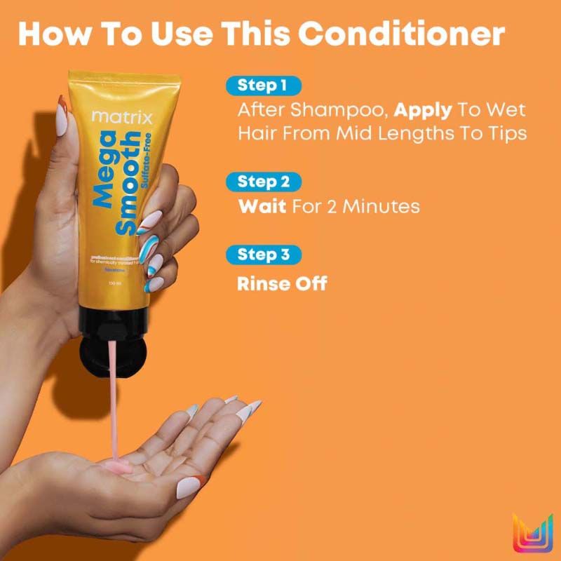 Matrix Mega Smooth Sulfate-free Conditioner For Bond Repair, Smoothens Hair, Safe for Treated Hair, 200ml Buy at Indicrest Image 7