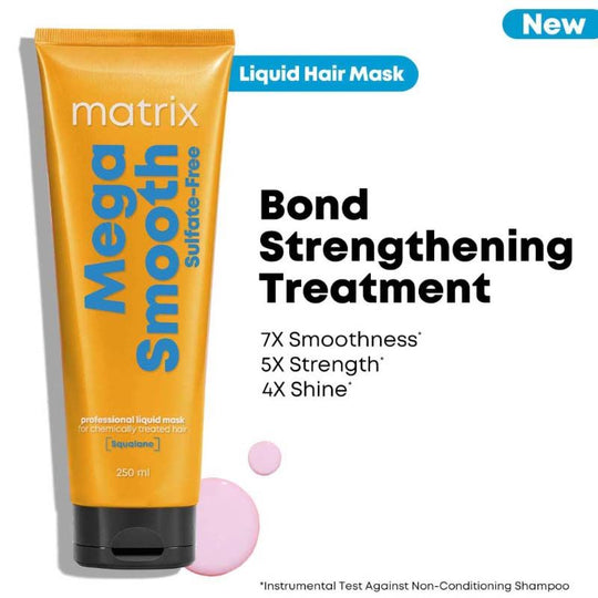 Matrix Mega Smooth Liquid Hair Mask, Reviving Bond Repair Treatment, 5X Strength, Smoothens Hair, 250ml Buy at Indicrest