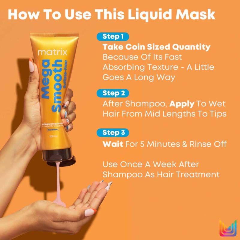 Matrix Mega Smooth Liquid Hair Mask, Reviving Bond Repair Treatment, 5X Strength, Smoothens Hair, 250ml Buy at Indicrest Image 6